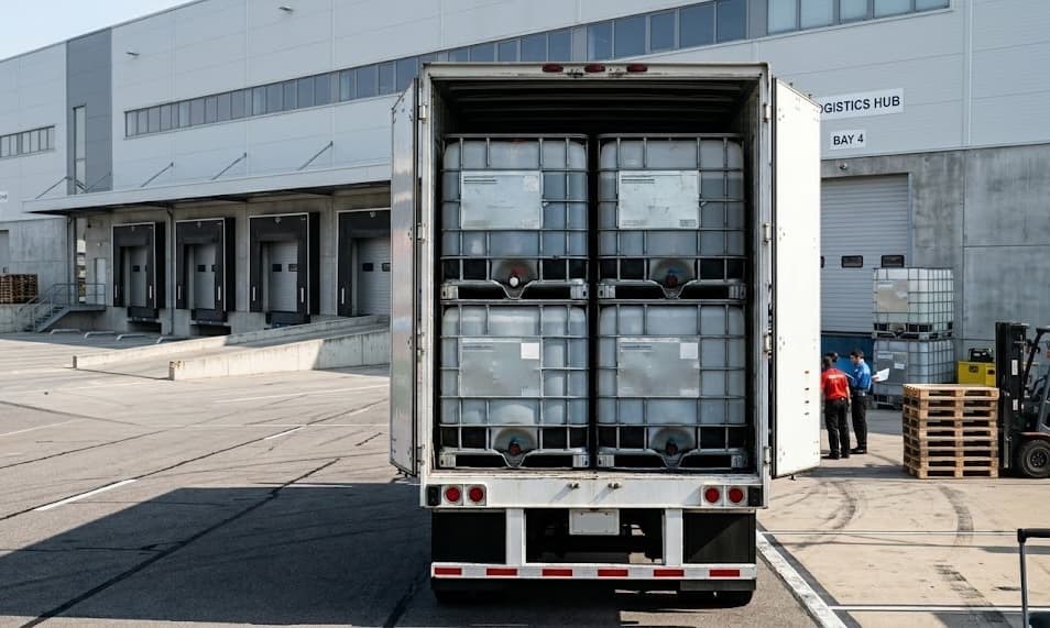 IBC totes loaded for delivery